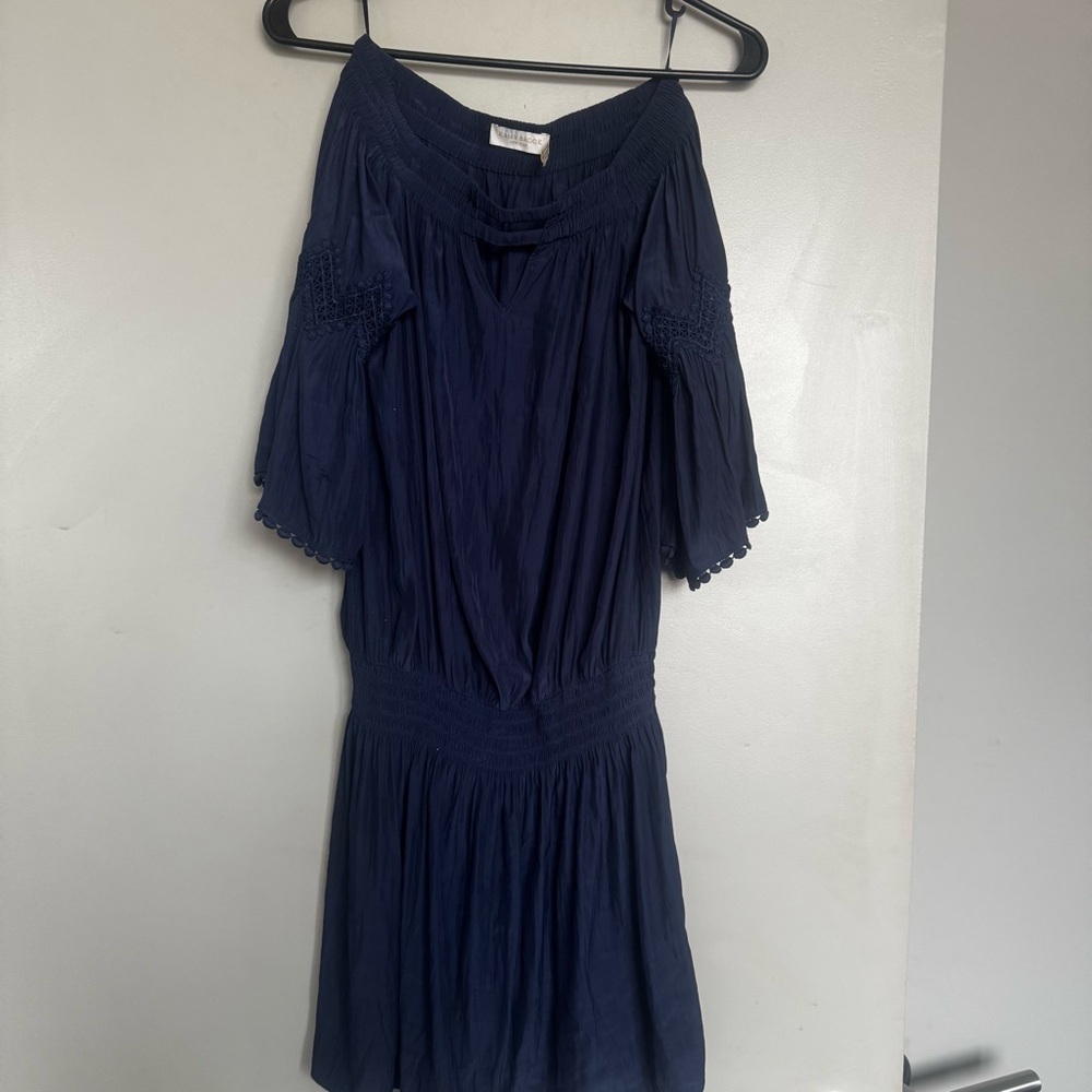Ramy Brook Off Shoulder Keyhole Nico Dress in Navy Blue XXS